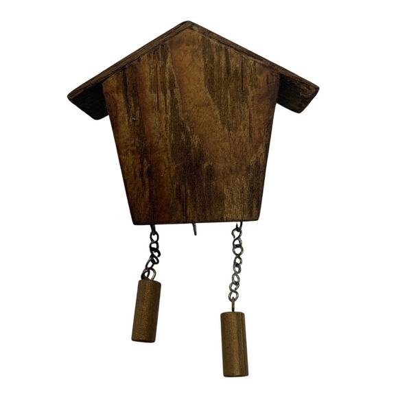 Vintage Handmade Hand Painted Miniature Wood Swiss Cuckoo Clock w Plastic Bird - Picture 2 of 3